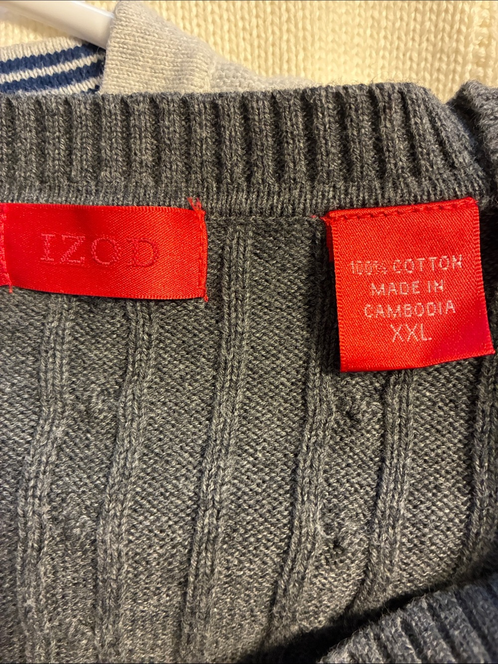 Men's Izod 2XL V-Neck Cable Knit Sweater - Black - Picture 4 of 4